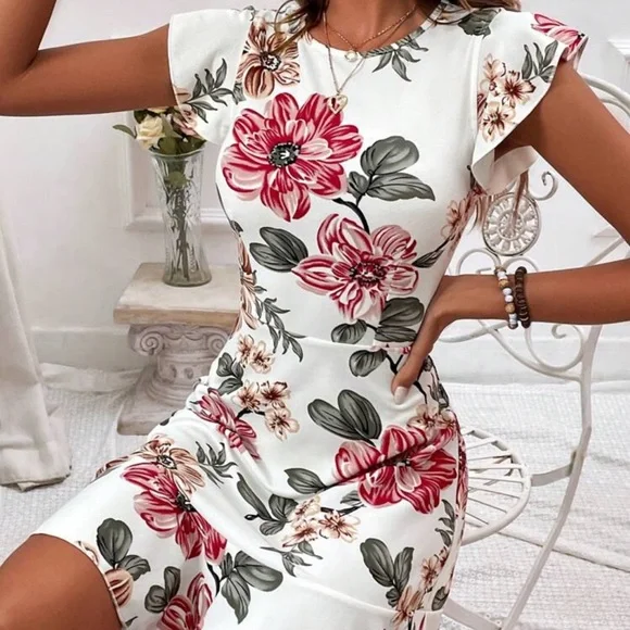 New Multicolored Ruffled Tiered A-Line dress - Picture 6 of 6